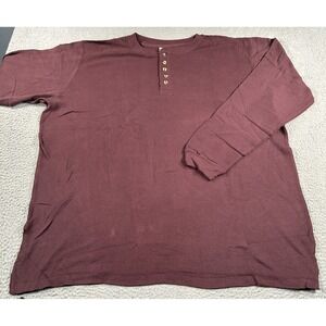 King Size Shirt Men's 2XL‎ Brown Cotton Classic Waffle-Knit Thermal Henley Tee